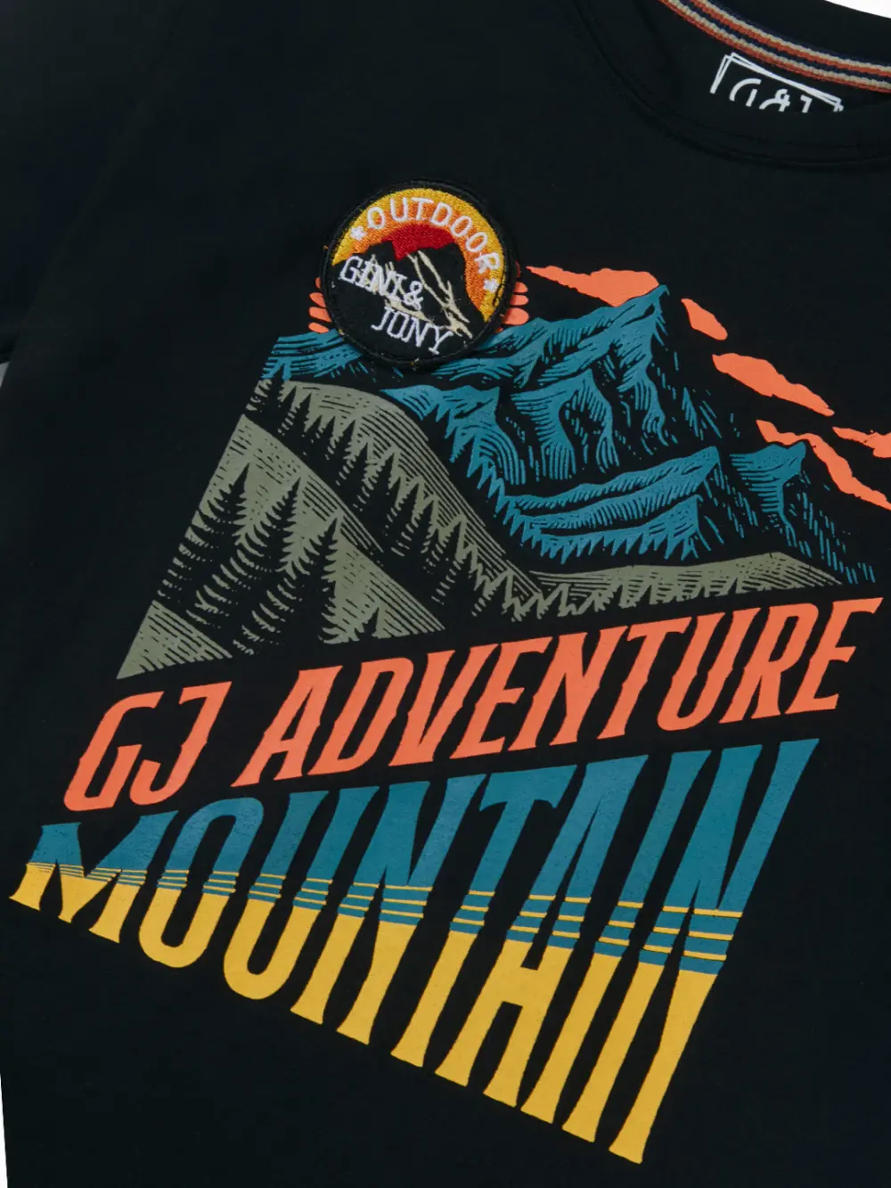 Gini And Jony Boys Black Graphic Print Cotton T-Shirt Half Sleeves