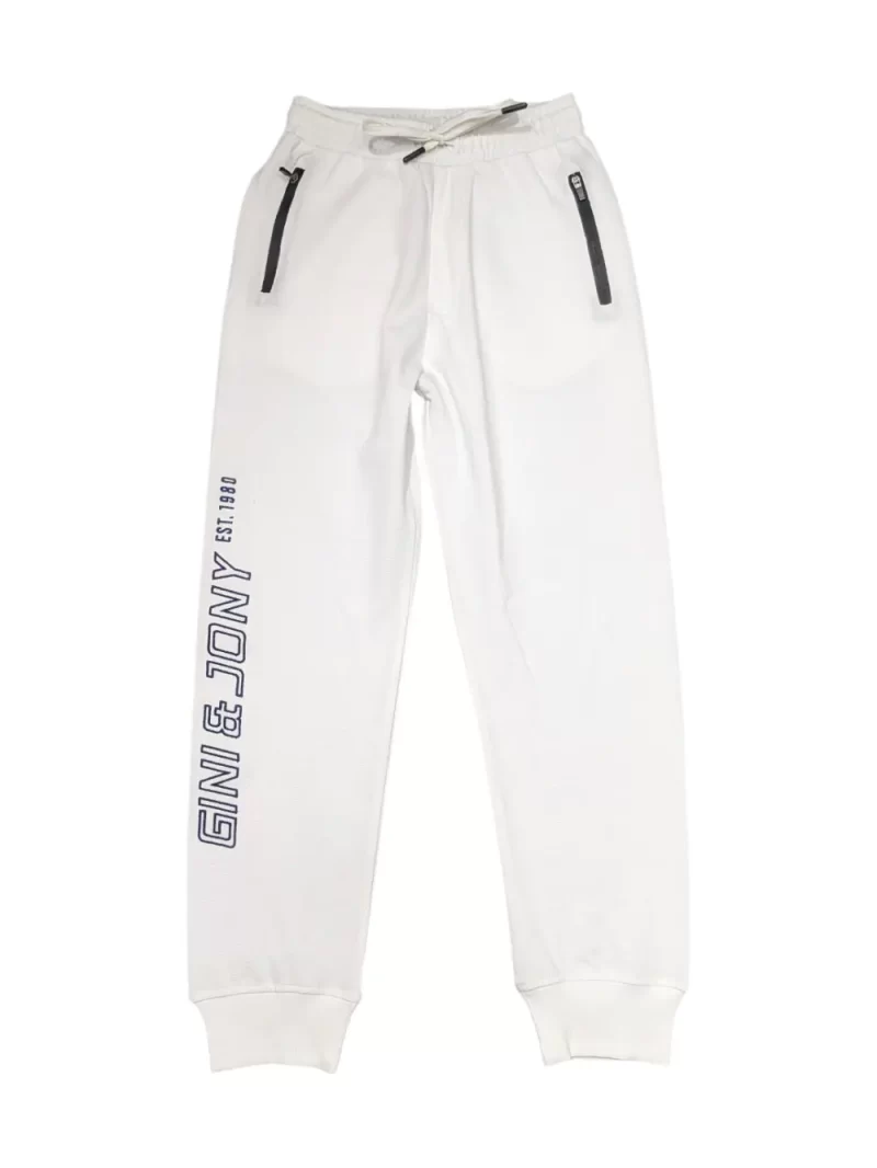 Gini And Jony Boys White Typography Cotton Track Pant Elasticated