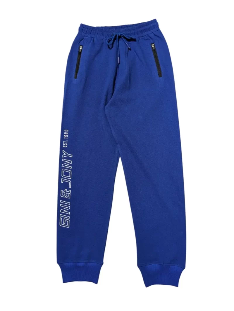 Gini And Jony Boys Blue Typography Cotton Track Pant Elasticated
