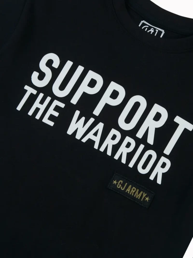 Gini And Jony Boys Black Typography Cotton T-Shirt Half Sleeves