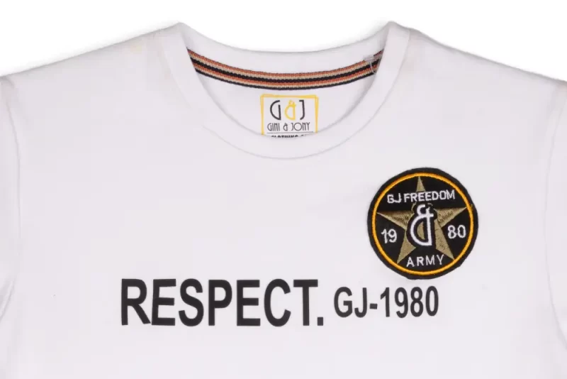 Gini And Jony Boys White Typography Cotton T-Shirt Half Sleeves