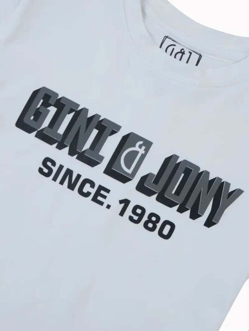 Gini And Jony Boys White Typography Cotton T-Shirt Half Sleeves