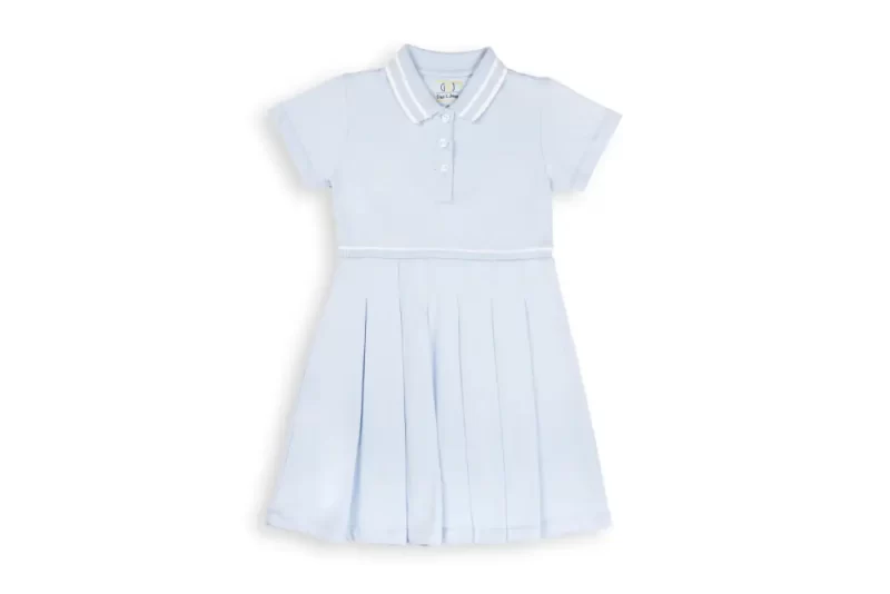 Gini And Jony Girls Blue Solid Cotton Dress Half Sleeves