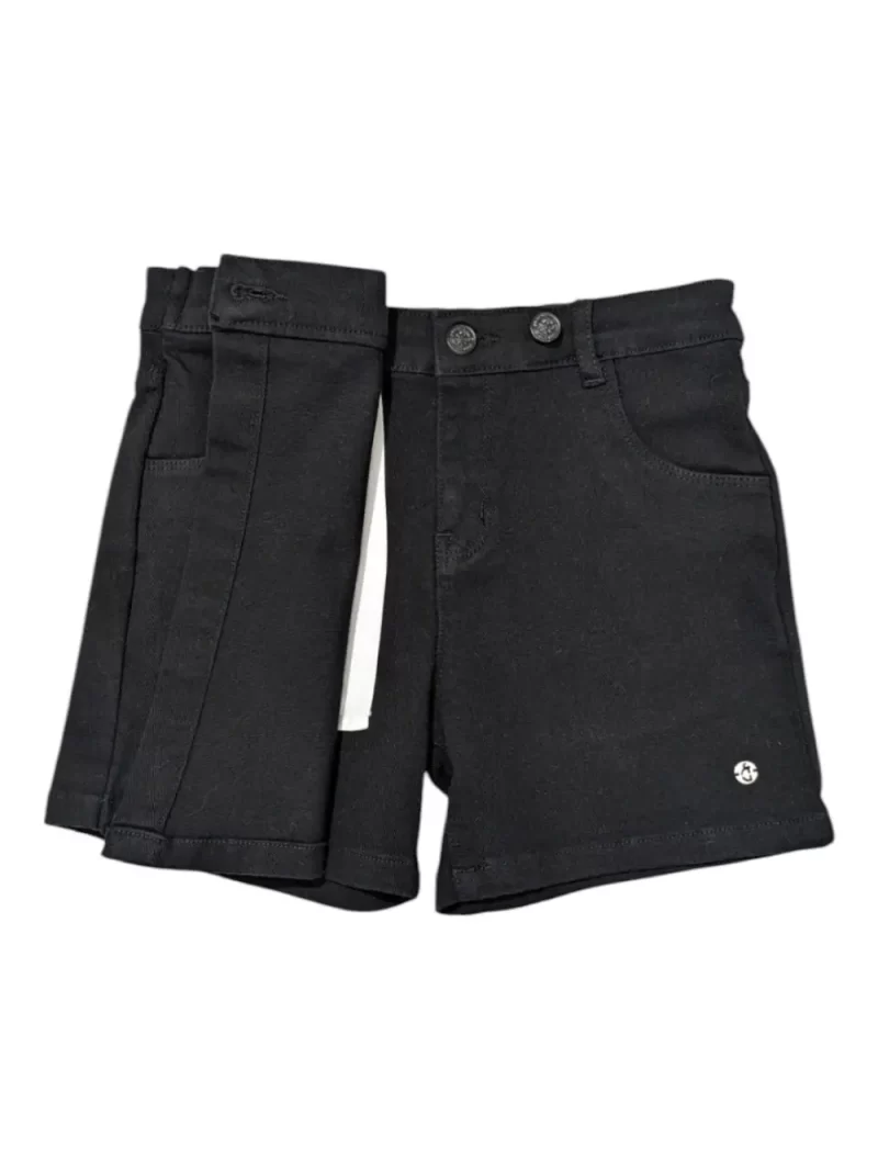 Gini And Jony Girls Black Solid Denim Skorts Fixed Waist
