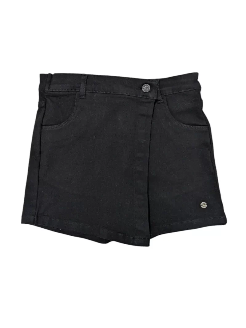 Gini And Jony Girls Black Solid Denim Skorts Fixed Waist