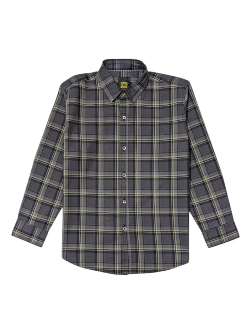 Gini And Jony Boys Black Checks Cotton Shirt Full Sleeves