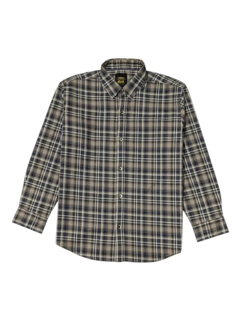 Gini And Jony Boys Khaki Checks Cotton Shirt Full Sleeves