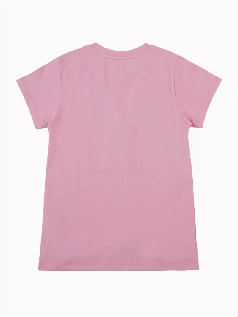 Gini And Jony Girls Pink Applique Cotton Knits Top Half Sleeves