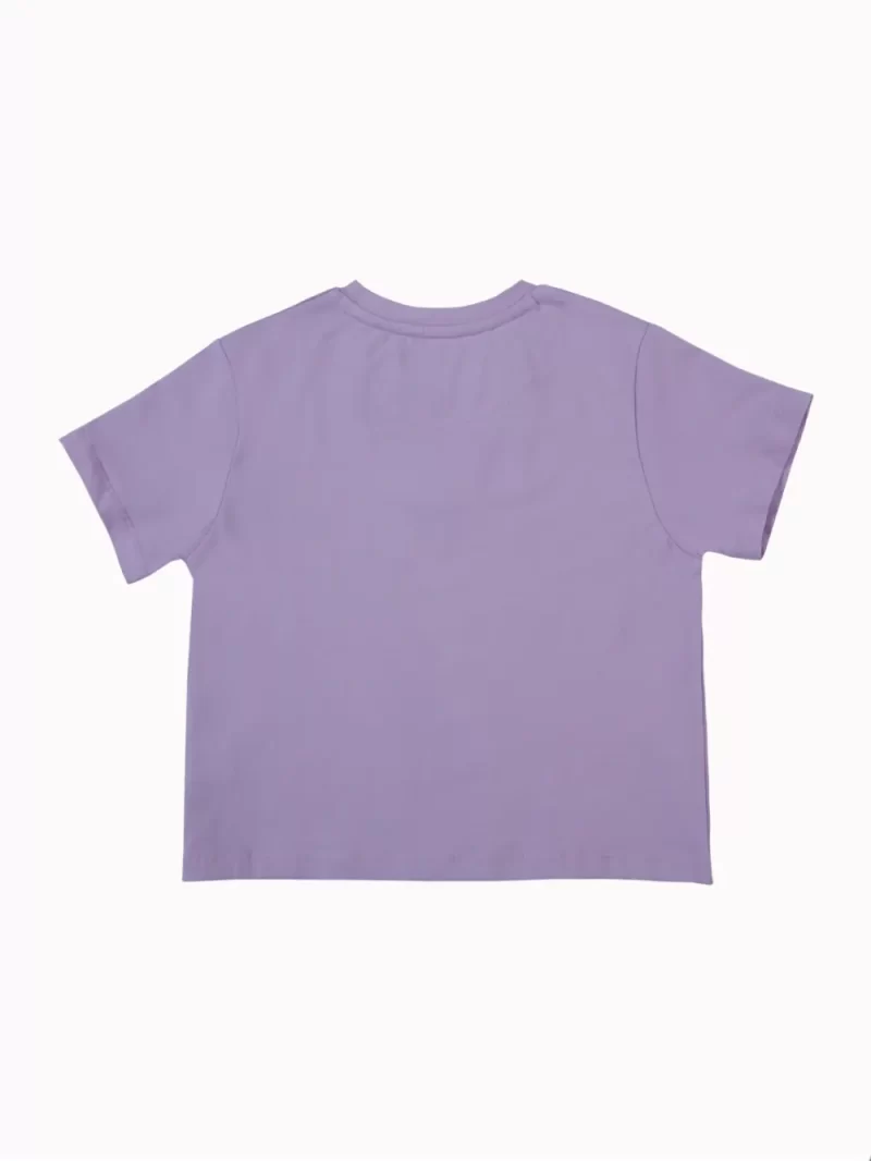 Gini And Jony Girls Lavender Applique Cotton Knits Top Half Sleeves