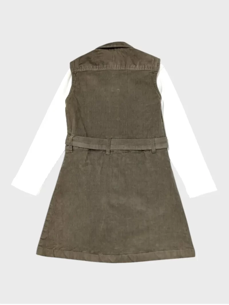 Gini And Jony Girls Grey Solid Corduroy Dress Full Sleeves