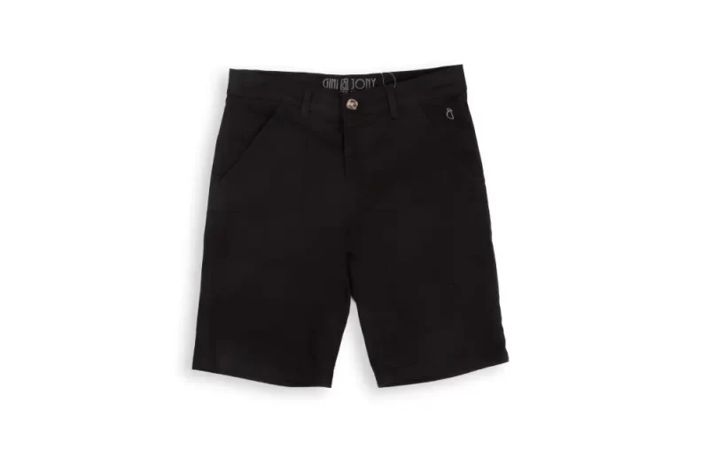 Gini And Jony Boys Black Solid Cotton Bermuda Fixed Waist