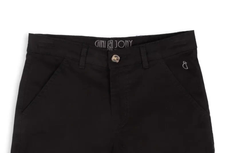 Gini And Jony Boys Black Solid Cotton Bermuda Fixed Waist