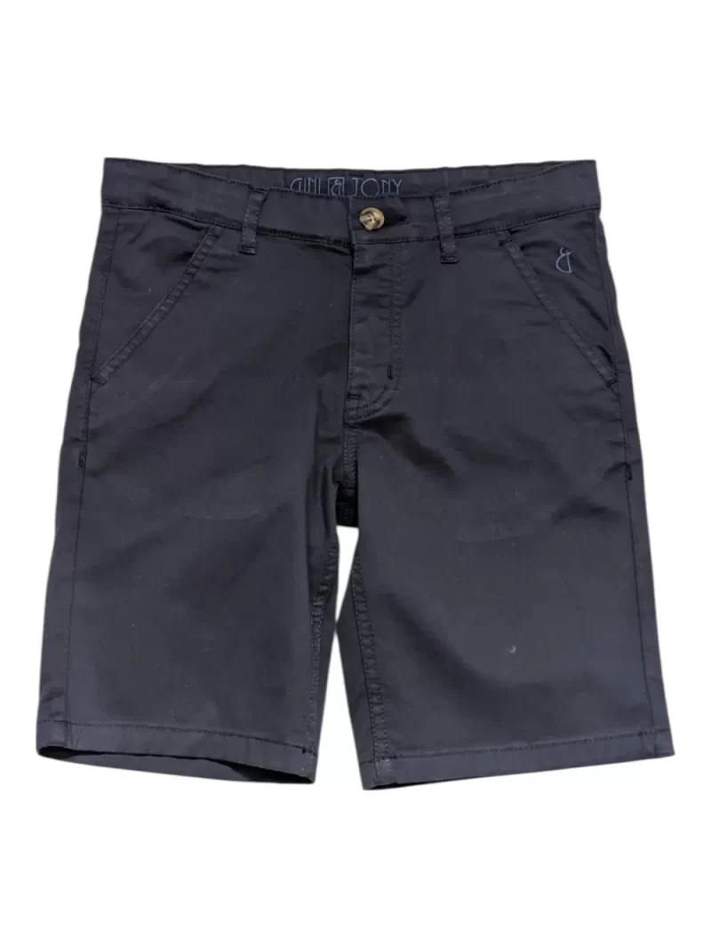 Gini And Jony Boys Navy Blue Solid Cotton Bermuda Fixed Waist
