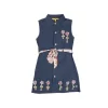Gini And Jony Girls Blue Applique Denim Denim Dress Sleeveless