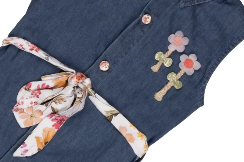 Gini And Jony Girls Blue Applique Denim Denim Dress Sleeveless