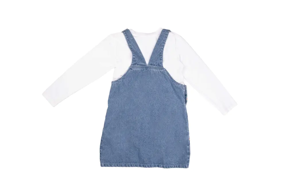 Gini And Jony Girls Blue Embroidery Denim Dungaree Full Sleeves