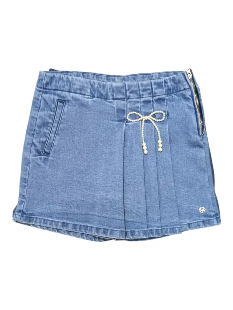 Gini And Jony Girls Blue Washed Denim Skirt Elasticated