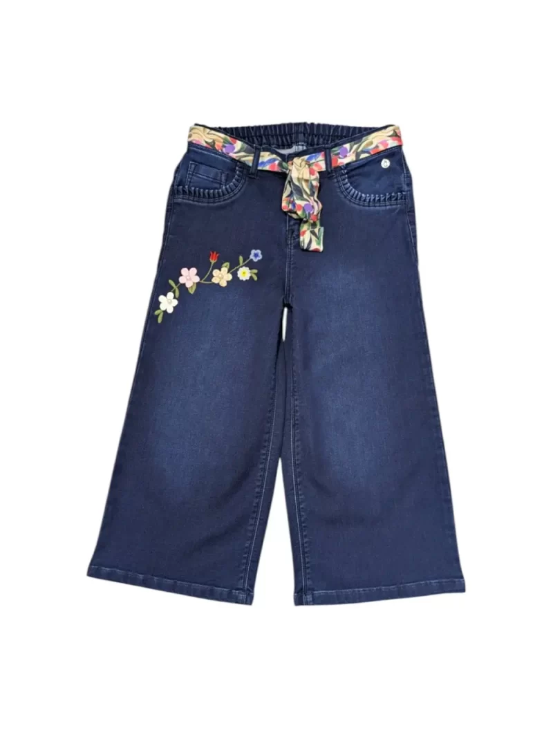 Gini And Jony Girls Dark Blue Washed Denim Culottes Elasticated