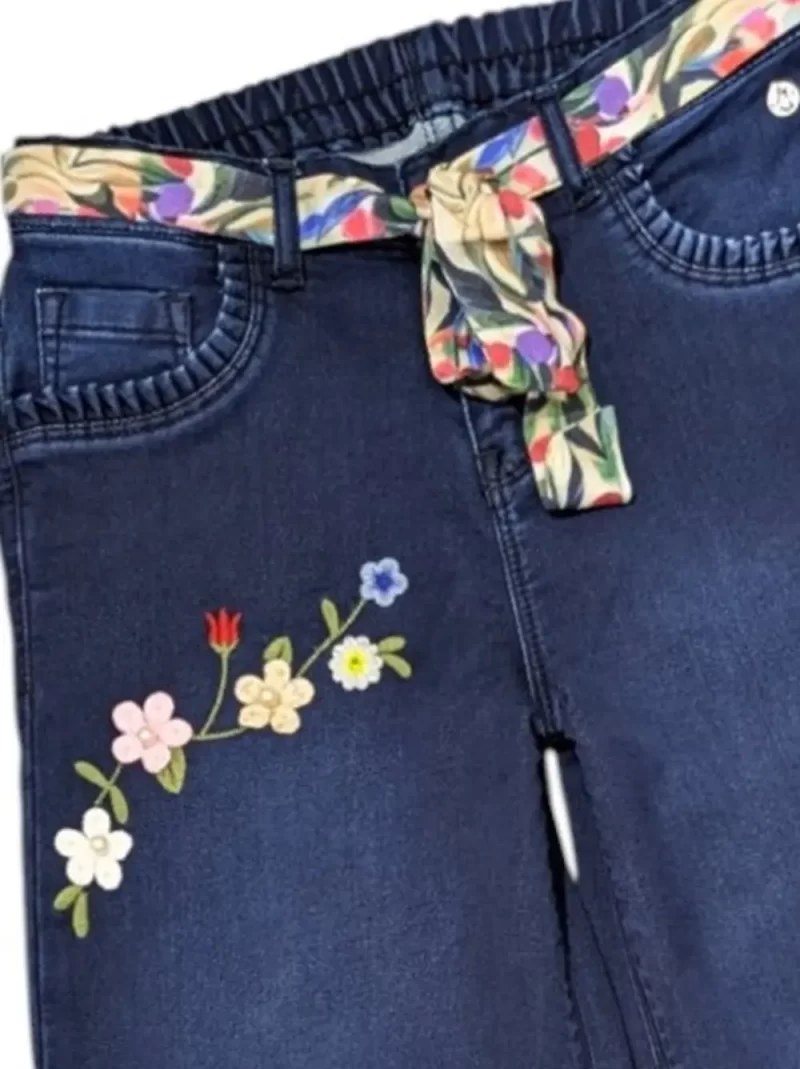 Gini And Jony Girls Dark Blue Washed Denim Culottes Elasticated