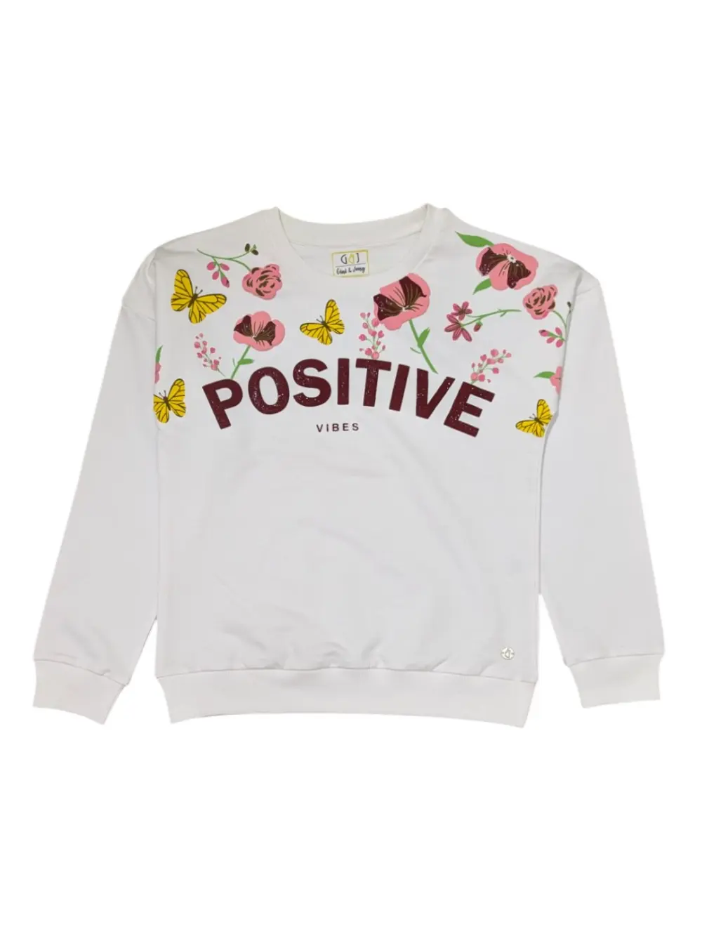 Gini And Jony Girls White Graphic Print Cotton Sweat Shirt Full Sleeves