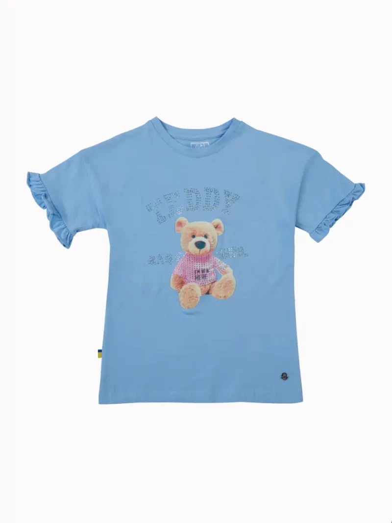 Gini And Jony Girls Blue Graphic Print Cotton Knits Top Half Sleeves