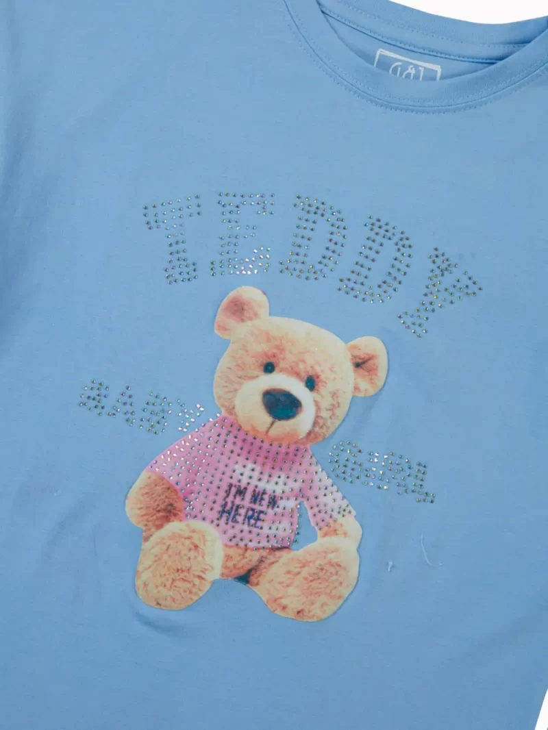 Gini And Jony Girls Blue Graphic Print Cotton Knits Top Half Sleeves