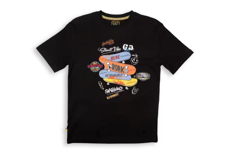 Gini And Jony Boys Black Graphic Print Cotton T-Shirt Half Sleeves