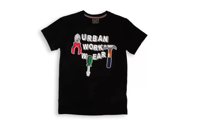 Gini And Jony Boys Black Graphic Print Cotton T-Shirt Half Sleeves