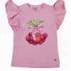 Gini And Jony Girls Pink Graphic Print Cotton Knits Top Half Sleeves