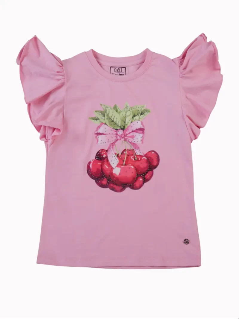 Gini And Jony Girls Pink Graphic Print Cotton Knits Top Half Sleeves