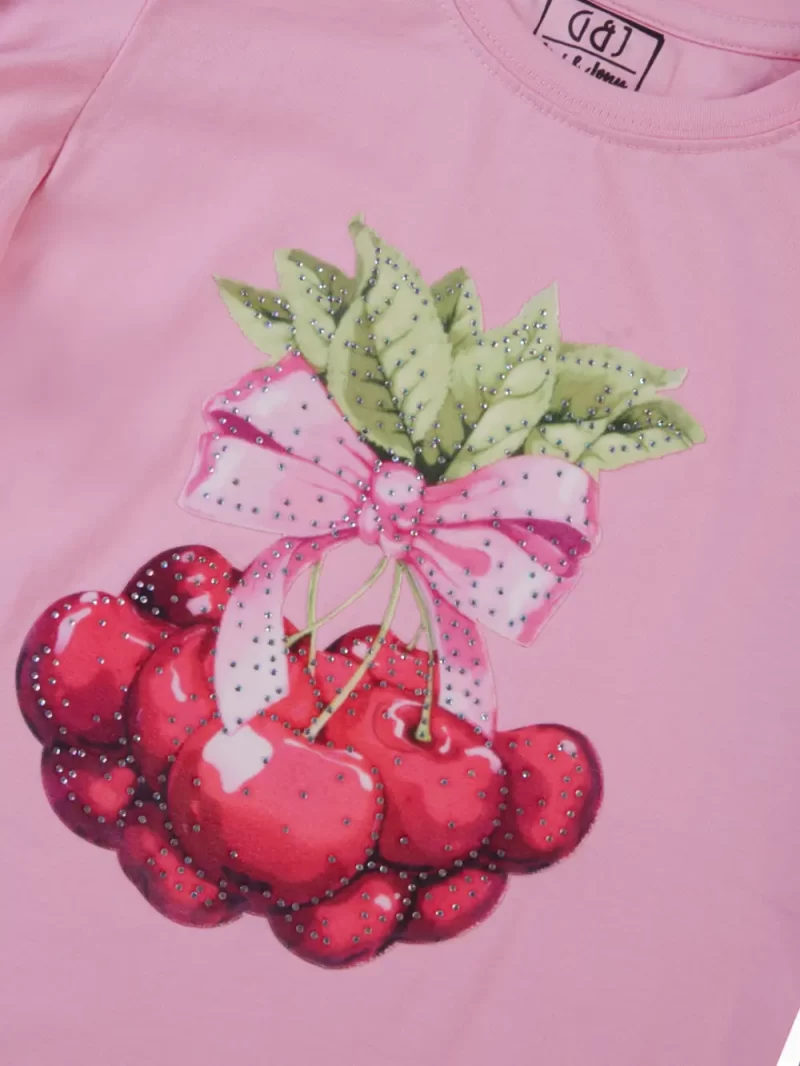 Gini And Jony Girls Pink Graphic Print Cotton Knits Top Half Sleeves