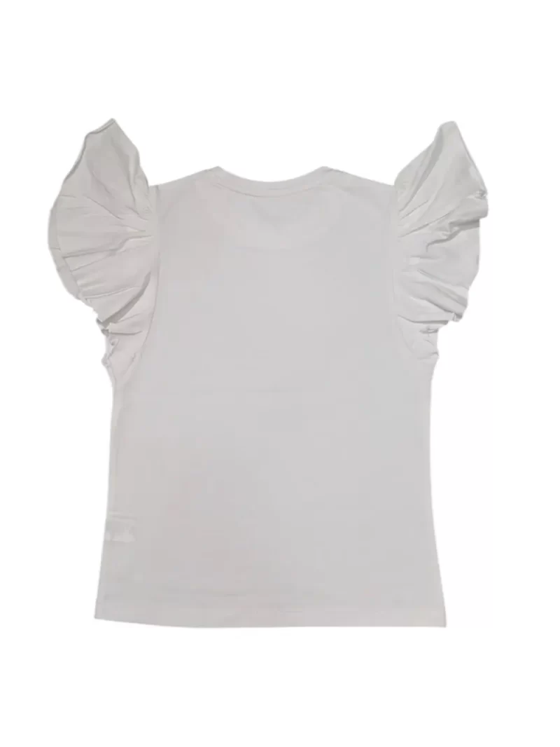 Gini And Jony Girls White Graphic Print Cotton Knits Top Half Sleeves