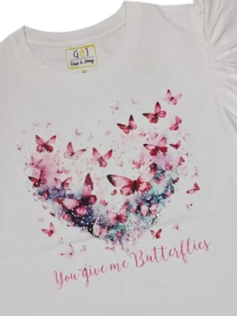 Gini And Jony Girls White Graphic Print Cotton Knits Top Half Sleeves