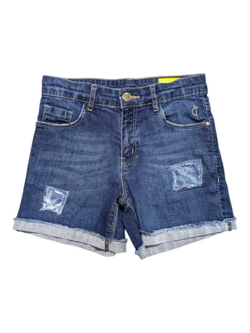 Gini And Jony Girls Blue Washed Denim Shorts Fixed Waist