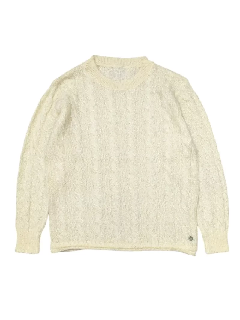 Gini And Jony Girls White Solid Acrylic Sweater Full Sleeves