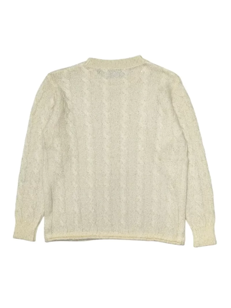 Gini And Jony Girls White Solid Acrylic Sweater Full Sleeves