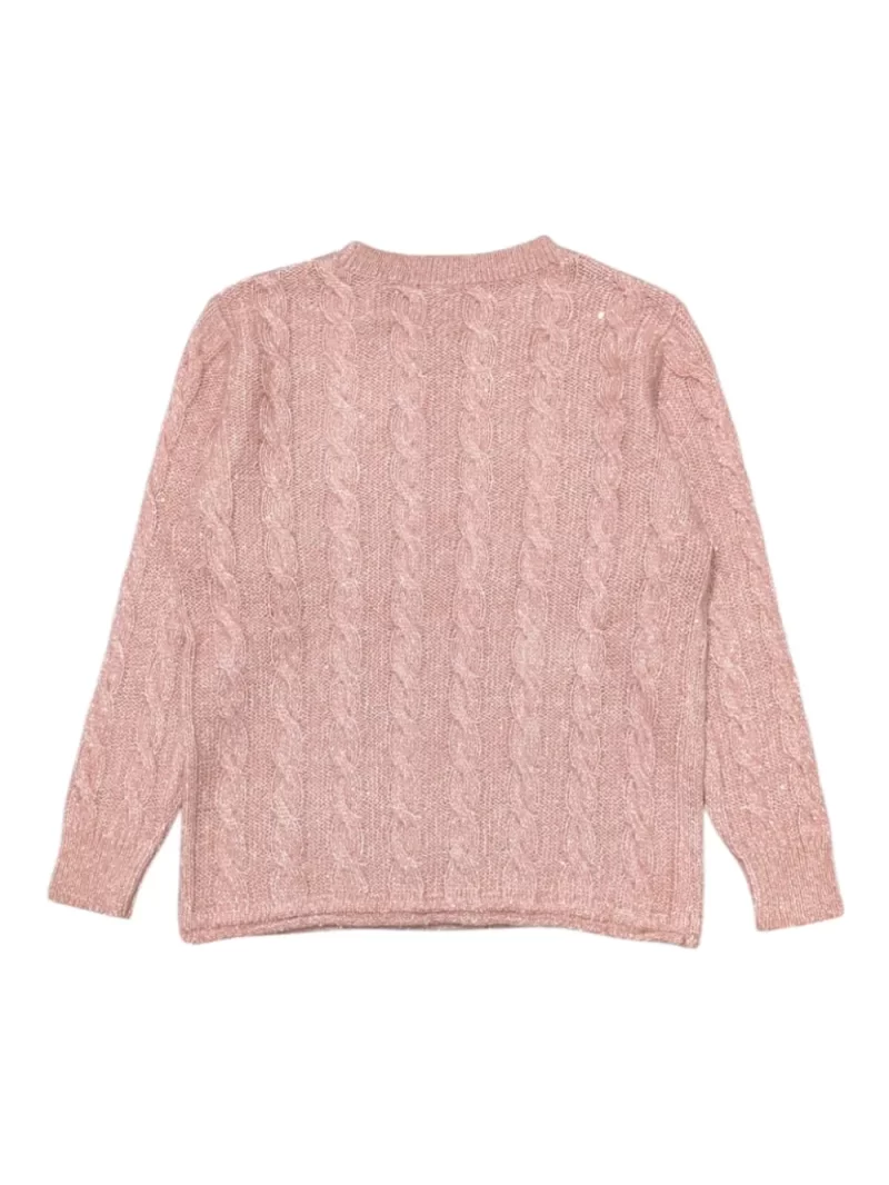 Gini And Jony Girls Pink Solid Acrylic Sweater Full Sleeves