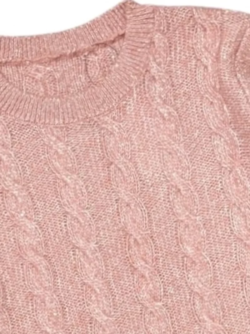 Gini And Jony Girls Pink Solid Acrylic Sweater Full Sleeves