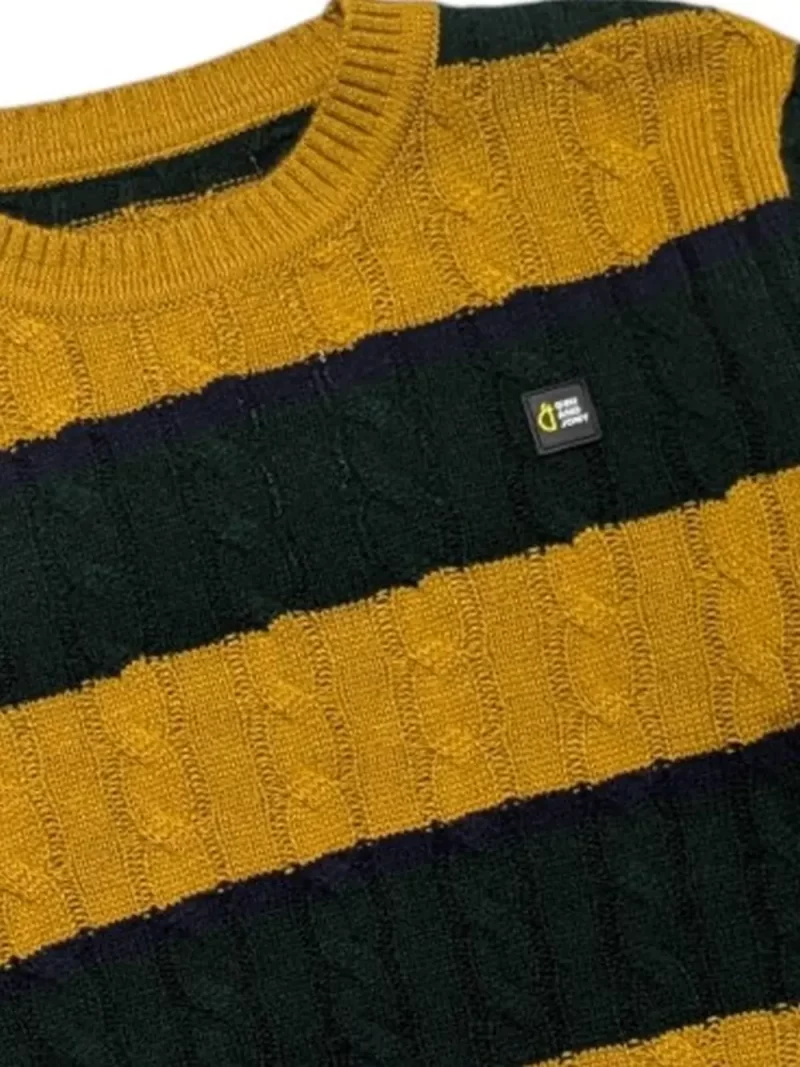 Gini And Jony Boys Yellow Cable Knit Acrylic Sweater Full Sleeves