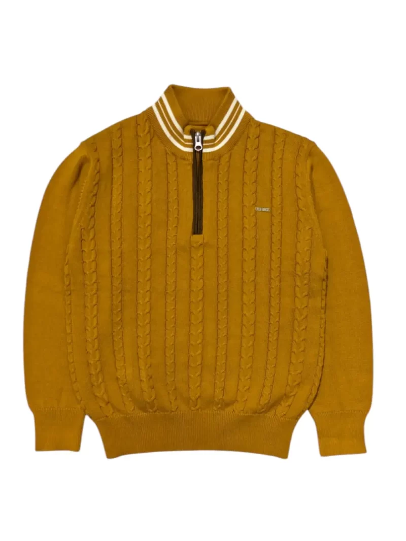 Gini And Jony Boys Yellow Solid Acrylic Sweater Full Sleeves