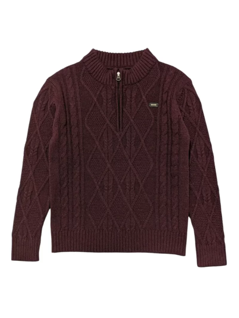 Gini And Jony Boys Burgundy Cable Knit Acrylic Sweater Full Sleeves