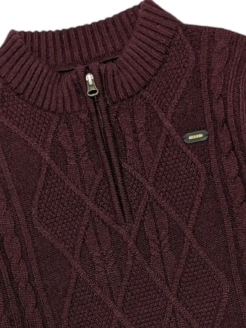 Gini And Jony Boys Burgundy Cable Knit Acrylic Sweater Full Sleeves