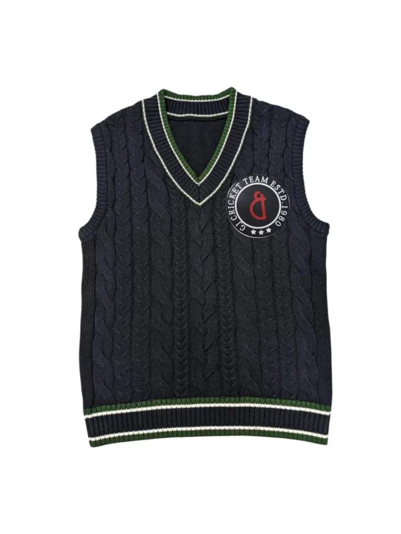 Gini And Jony Boys Navy Blue Solid Acrylic Sweater Sleeveless
