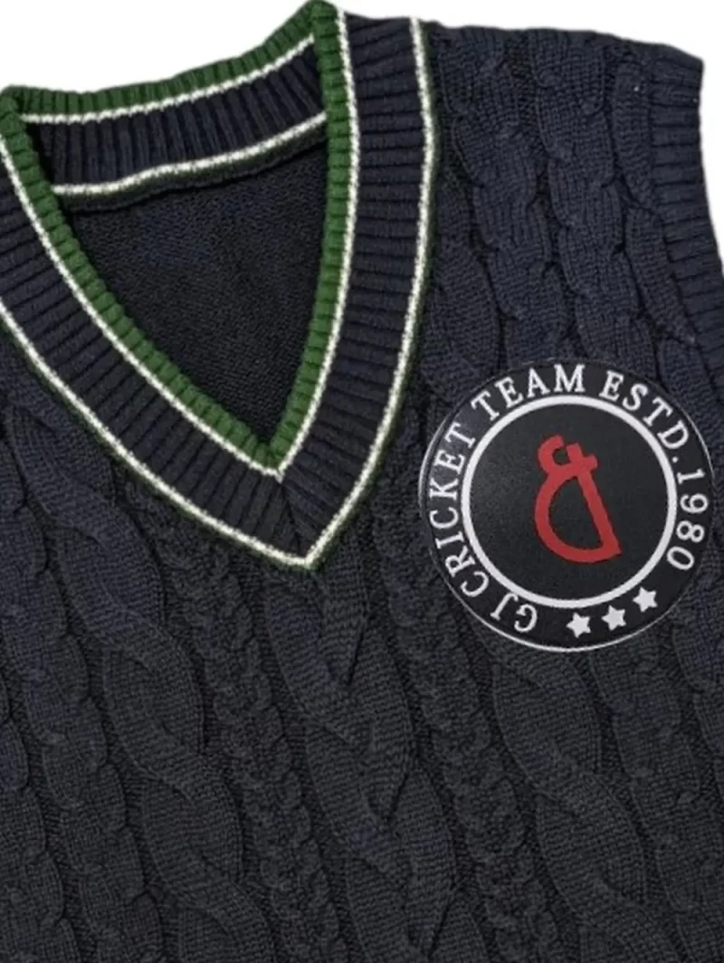 Gini And Jony Boys Navy Blue Solid Acrylic Sweater Sleeveless