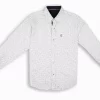 Gini And Jony Boys White Floral Cotton Shirt Full Sleeves