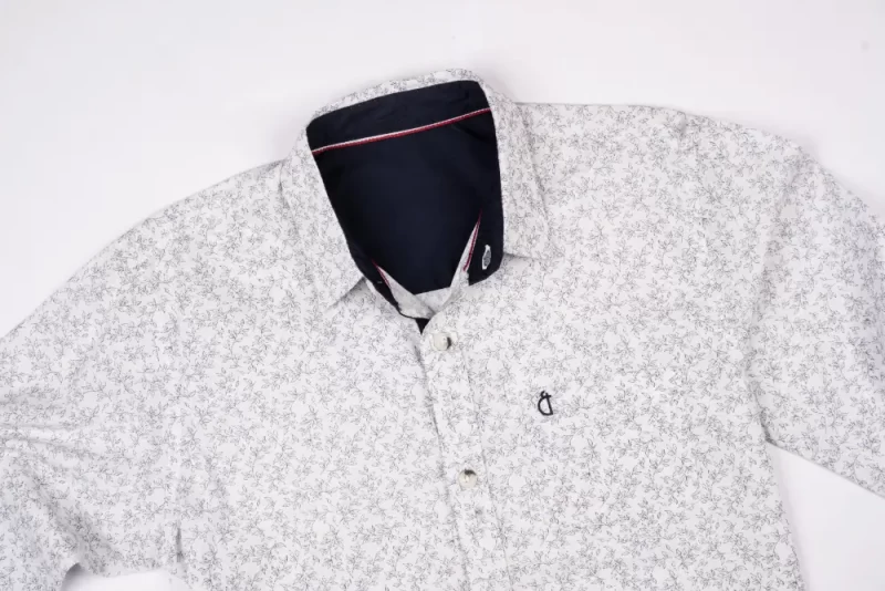 Gini And Jony Boys White Floral Cotton Shirt Full Sleeves