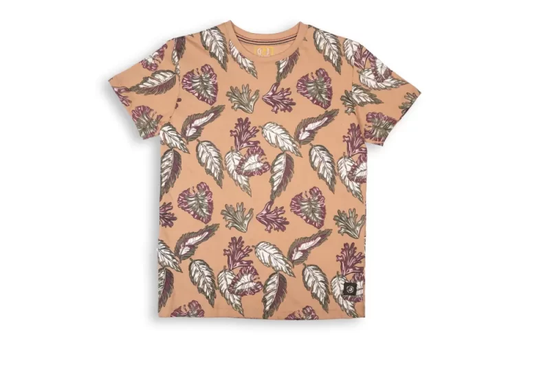 Gini And Jony Boys Brown Tropical Cotton T-Shirt Half Sleeves