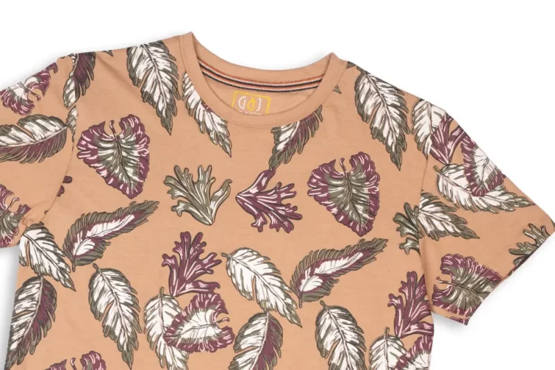 Gini And Jony Boys Brown Tropical Cotton T-Shirt Half Sleeves