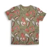 Gini And Jony Boys Olive Tropical Cotton T-Shirt Half Sleeves
