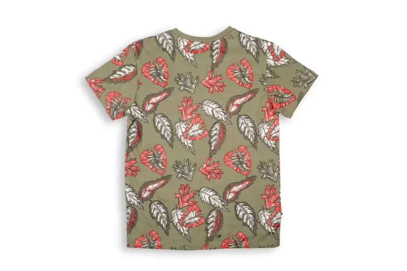 Gini And Jony Boys Olive Tropical Cotton T-Shirt Half Sleeves
